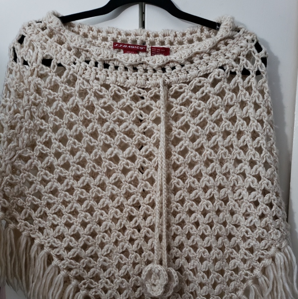 Knitted, waist length shawl